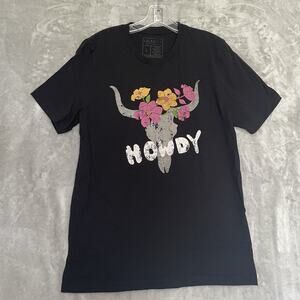 Lala Sista Los Angeles Short Sleeve Shirt Large Howdy Western Flower Skull Head